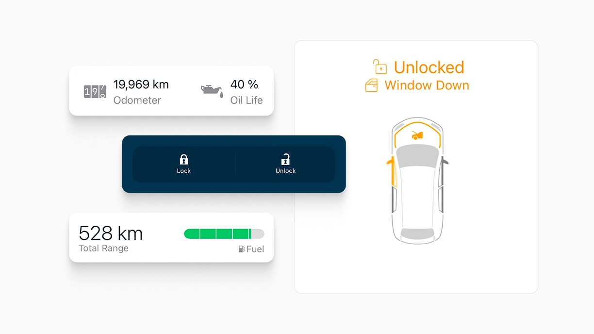 Screencapture of HondaLink app demonstrating vehicle status attributes.