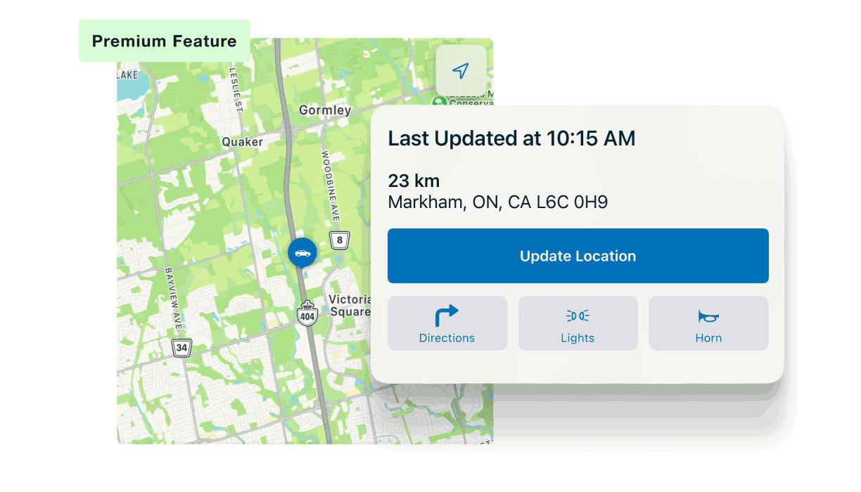 Animation demonstrating the vehicle locator feature on the HondaLink app.
