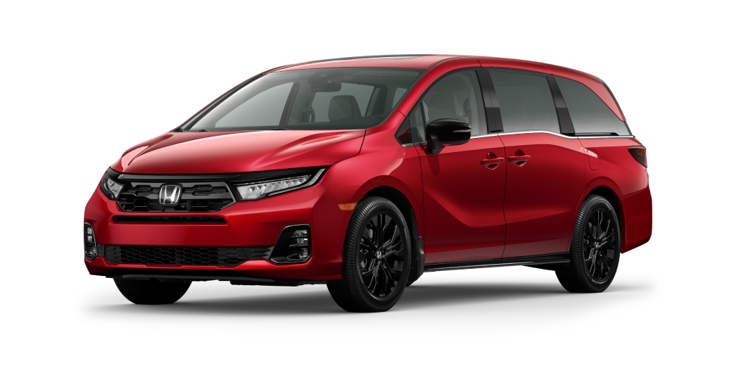 3/4 front view of red Odyssey on white space.