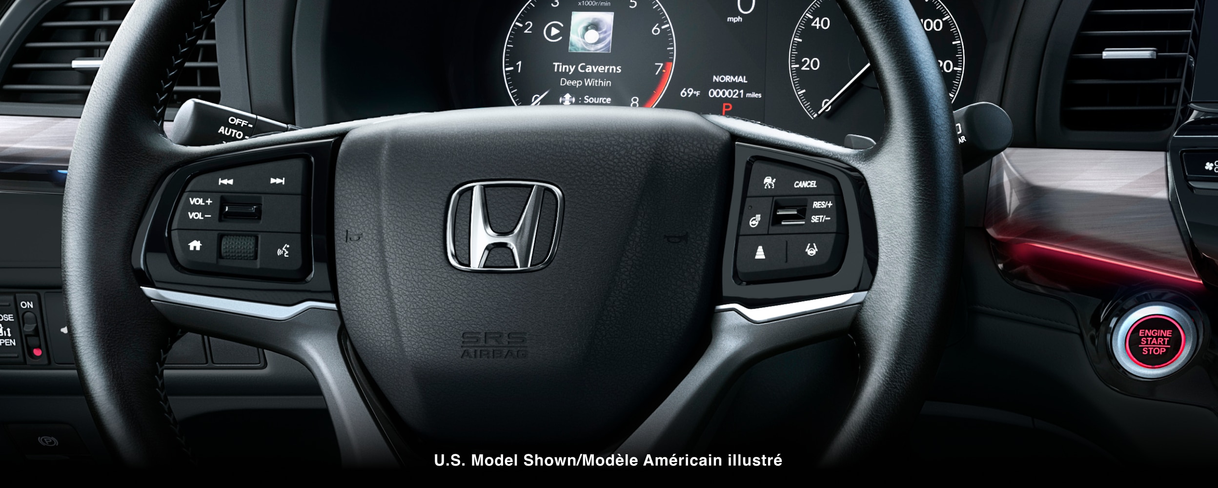 Gros plan du volant.