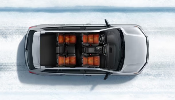 Bird’s eye view of Passport, showing heat maps on the seats.