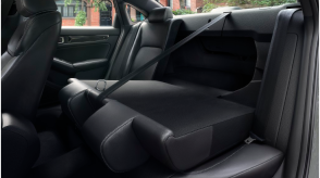 Closeup of a rear seat folded down.